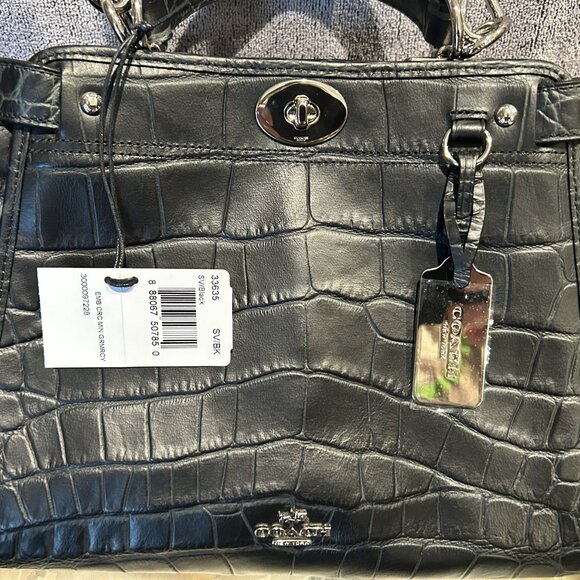 Coach Croc Embossed Mini Gramercy Black Leather Bag G1481-33635 NWT - Picture 2 of 7